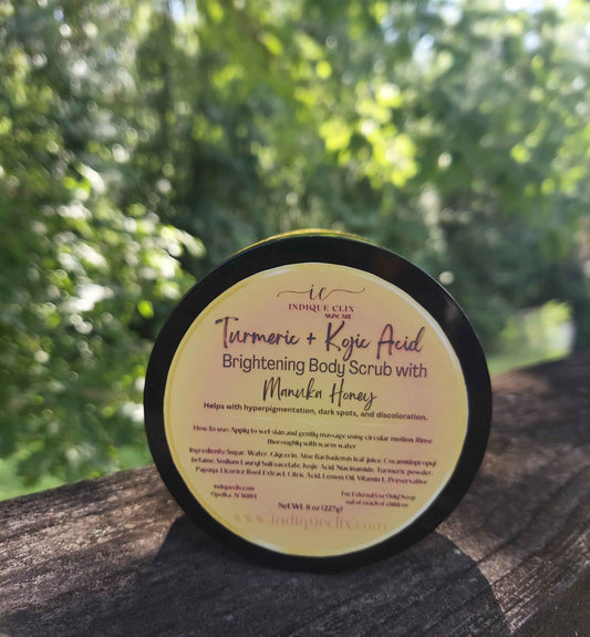 Turmeric & Kojic Brightening Body Scrub with Manuka Honey - IndiqueClix Natural Skincare 