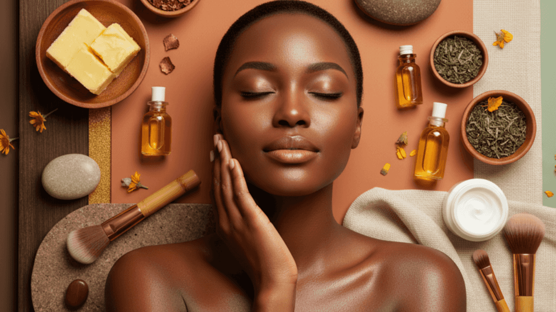 A website banner for melanin-rich skincare for my product page 