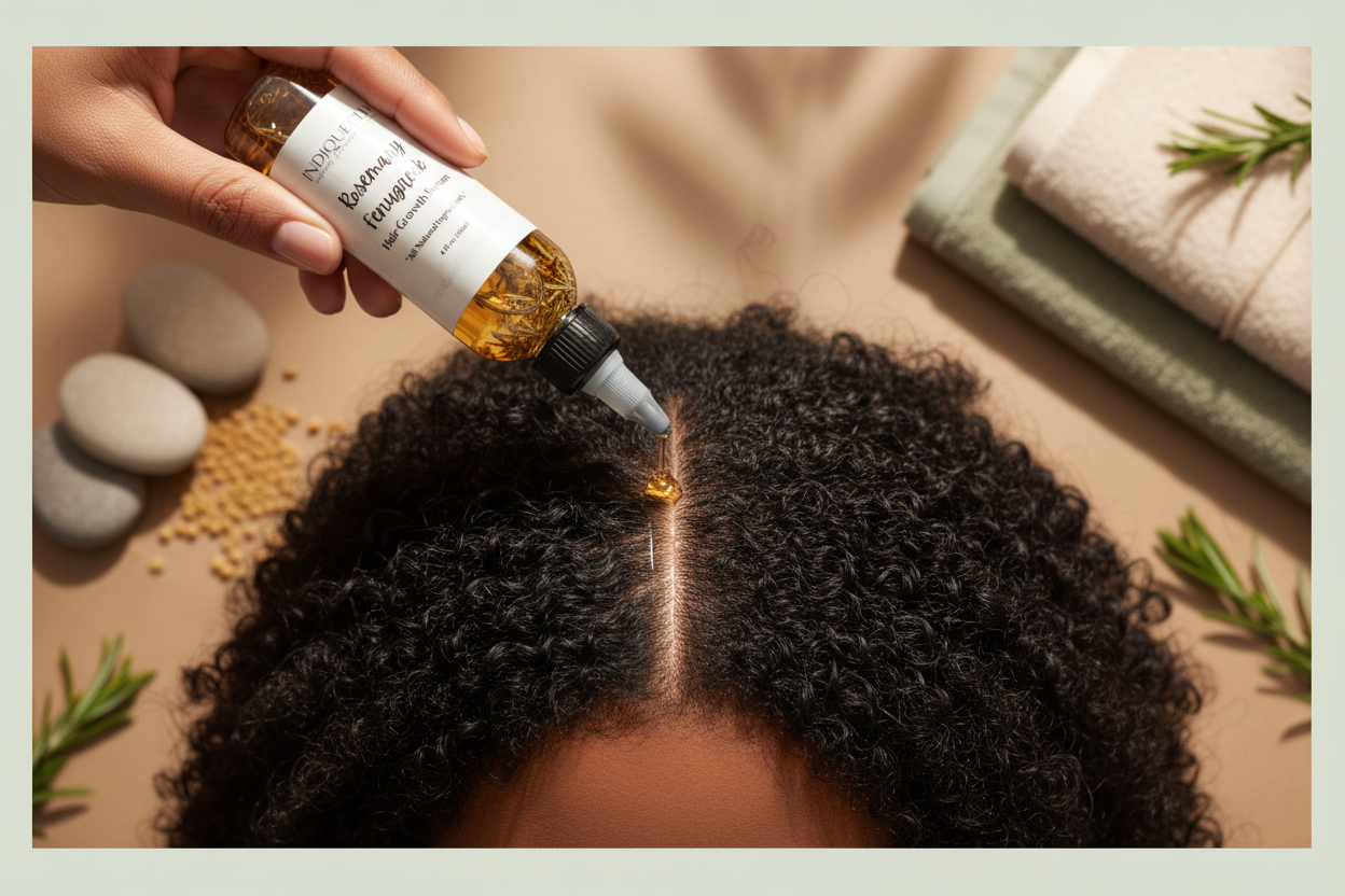 Hair Growth Serum Overhead Application