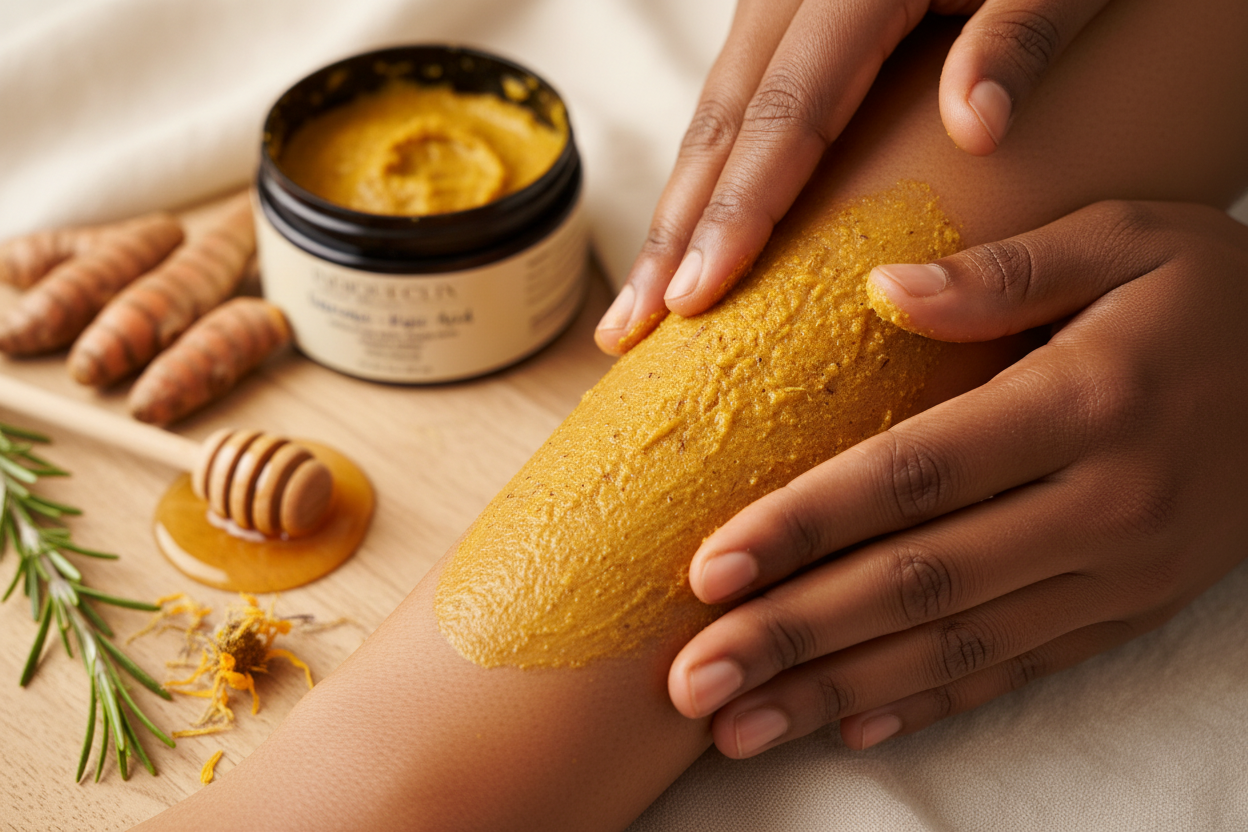 Turmeric Kojic Acid Body Scrub Application